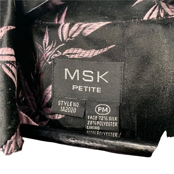 Vintage Y2K MSK Purple Foliage Pattern Silk Blend Satin Longline Blazer Petite M - Picture 11 of 16